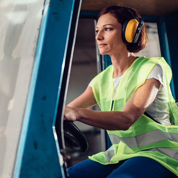 Driver operating heavy machinery